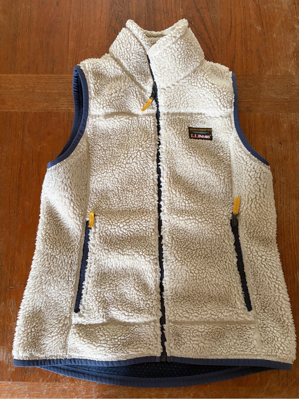 L.L. Bean Women's Navy and Cream Fleece-Lined Top